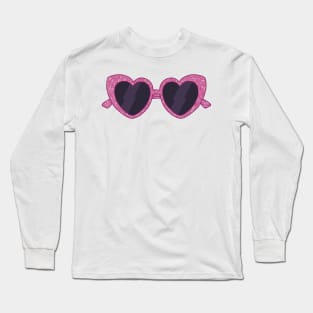 sparkling pink purple heart shaped sunglasses aesthetic dollette coquette Long Sleeve T-Shirt